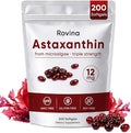 Rovina Astaxanthin 12mg Softgels - Premium Astaxanthin from Microalgae Triple Strength Immune Support - Non-GMO &amp Gluten Free 200 Softgels (1)