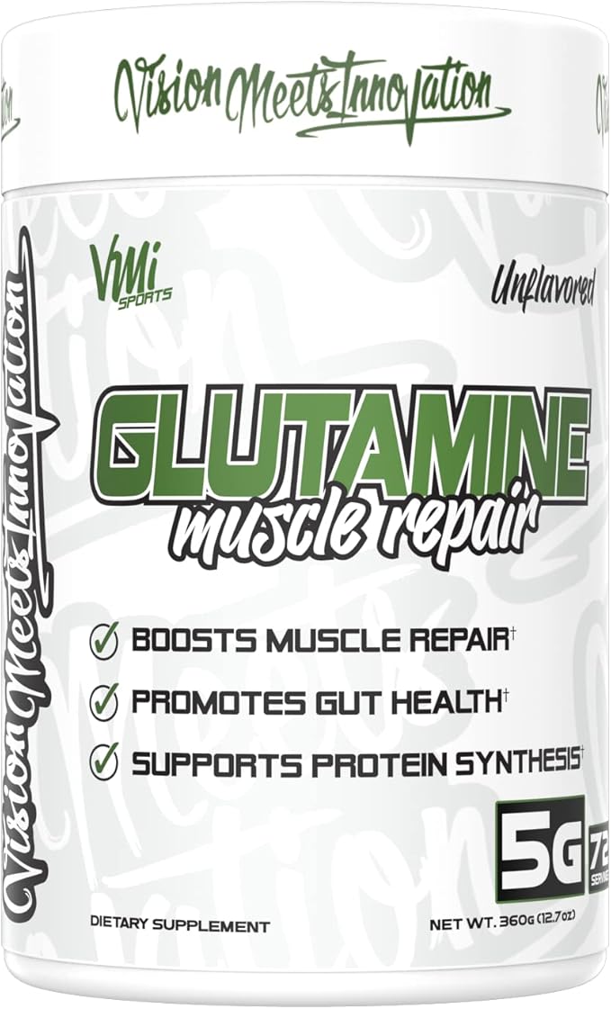 VMI Sports Glutamine Muscle Repair Powder Pure L-Glutamine | Muscle Repair &amp Recovery – Gut Health – Protein Synthesis | 5g per Serving – 72 Servings