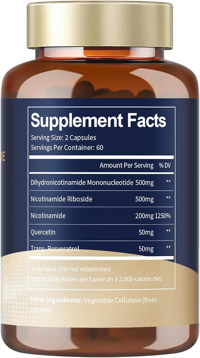 Totaria NMNH (Dihydronicotinamide Mononucleotide) NMNH Supplement w/Niacinamide (Vitamin B3) Quercetin Trans-Resveratrol Support NAD+ Anti-Aging Skin Cell Health &amp Energy 240 Count