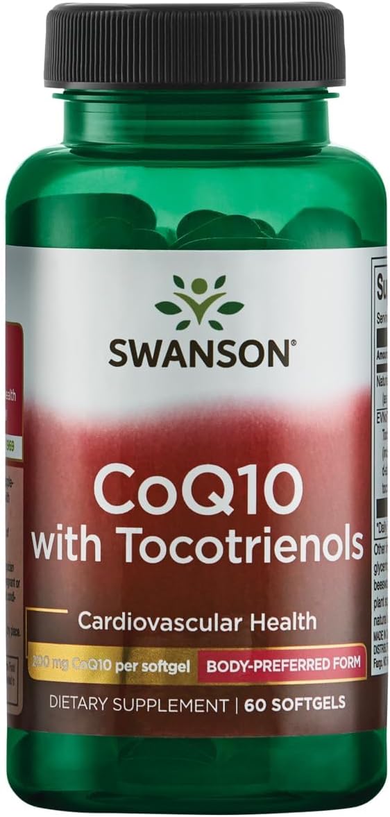Swanson Coq10 200 Milligrams w/ 20 Milligrams Tocotrienols 200 Milligrams 60 Sgels