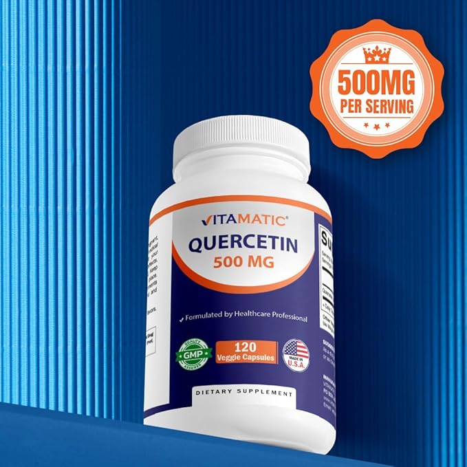 Vitamatic 3 Pack Quercetin 500 mg 120 Vegetarian Capsules (Non-GMO Gluten Free Vegan) - Supports Cardiovascular Health