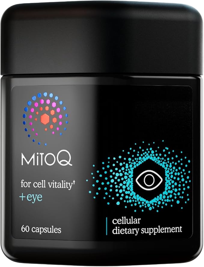 MitoQ +Eye – Eye Health Supplement with Lutein &amp Zeaxanthin (5:1 Ratio) Bilberry Maritime Pine Bark Zinc Mitoquinol | Supports Macular Health Visual Clarity &amp Blue Light Defense