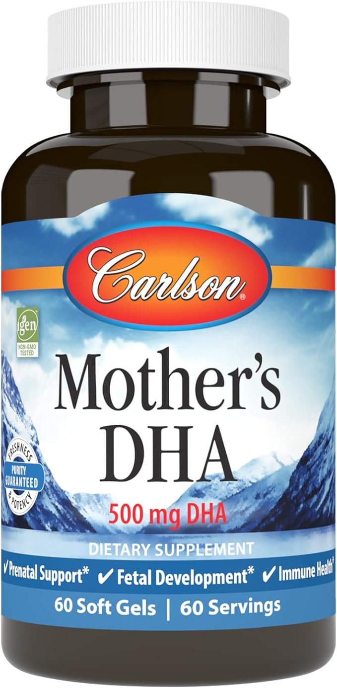 Carlson - Mother's DHA 500 mg DHA Prenatal Support Fetal Development &amp Immune Health 60 Softgels