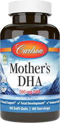 Carlson - Mother's DHA 500 mg DHA Prenatal Support Fetal Development &amp Immune Health 60 Softgels