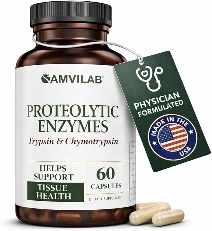Proteolytic Enzymes | Trypsin &amp Chymotrypsin – Advanced Digestive Enzyme Supplement for Woman&ampMen - Digestive Enzymes for Protein Breakdown Immune &amp Circulatory Health - 60 Capsules