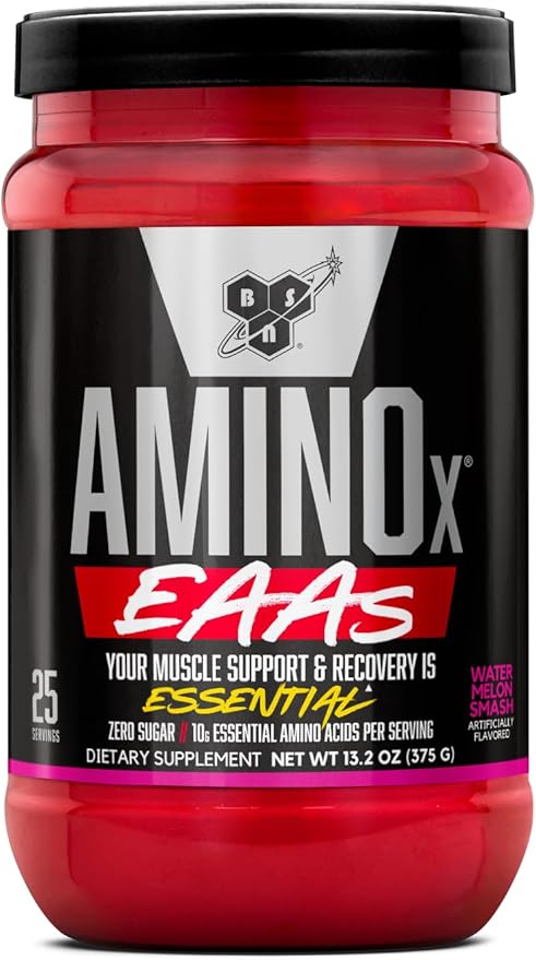 BSN Amino X EAAs Muscle Recovery &amp Endurance 10g Essential Amino Acids 5g BCAAs Zero Sugar Caffeine Free Watermelon Splash 13.2oz 25 Servings