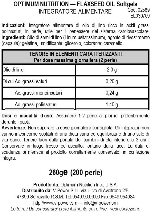 Ultimate Nutrition Flaxseed Oil Dietary Supplement Includes Omega 3 and 6 Essential Fatty Acids Supports Cardiovascular Health and Digestive System 200 Organic Softgels