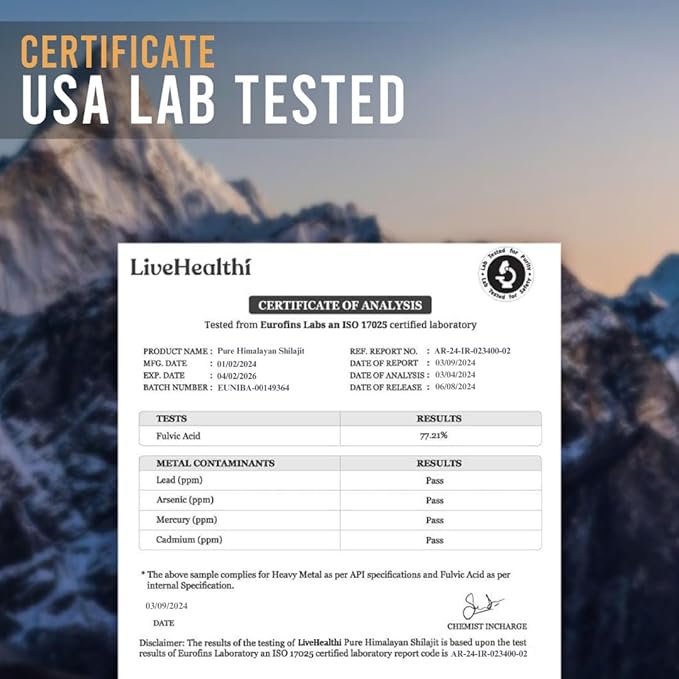Himalayan Shilajit Resin - 75 Servings for Energy Boost &amp Immune Support – Organic Shilajit Contains 85+ Trace Minerals and 75percent+ Fulvic Acid with Lab Test Report (30g)