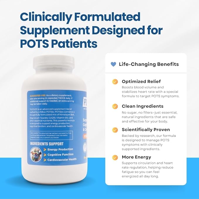 POTS Supplement Vitamin &amp Nutraceutical Mix Capsules for Pots Syndrome | POTS Management Essentials | 240 Capsules - 30 Day Supply