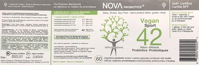 Vegan Sport - 42 Billion Probiotics per Capsule - No Refrigeration Required