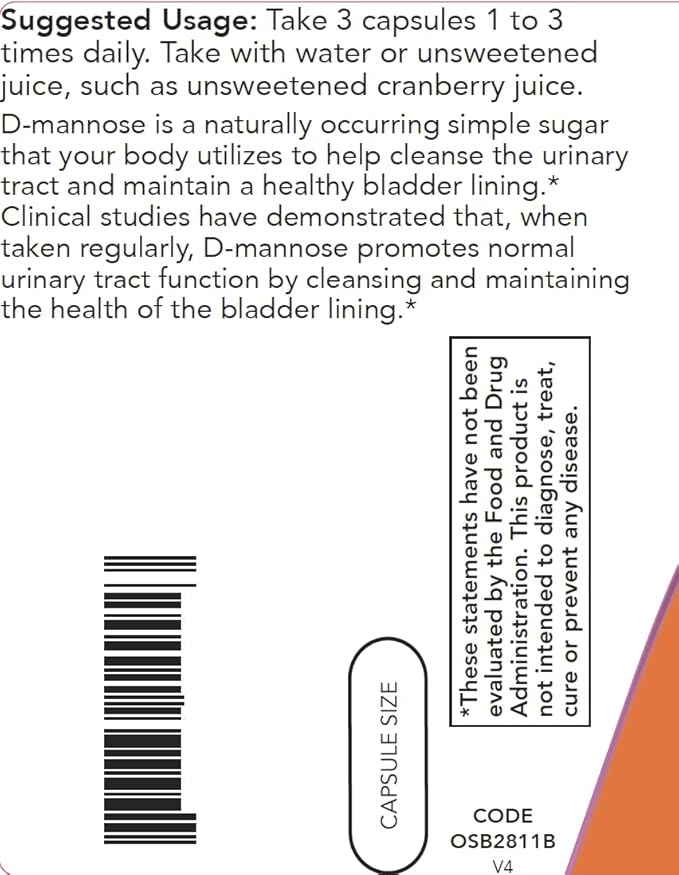 Now D-Mannose 500 mg 300 Capsules (Pack of 2) - Vegan Non GMO Supplement for Women and Men - Supports Healthy Urinary Tract Cleanses the Bladder