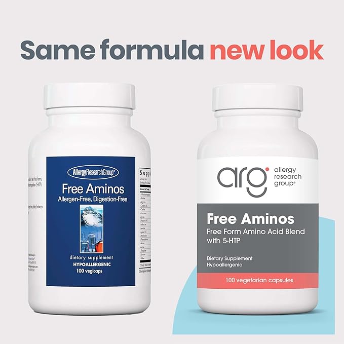 Allergy Research Group Free Aminos Supplement - Lean Muscle Mass Support Vegetarian Capsules - 100 Count