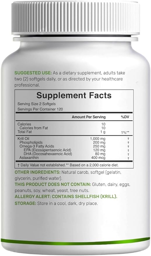 DEAL SUPPLEMENT 2 Pack Antarctic Krill Oil 1000mg Per Serving 480 Softgels – Mercury Free No Fishy Taste – Rich in Omega-3s EPA DHA Astaxanthin &amp Phospholipids – Non-GMO No Gluten