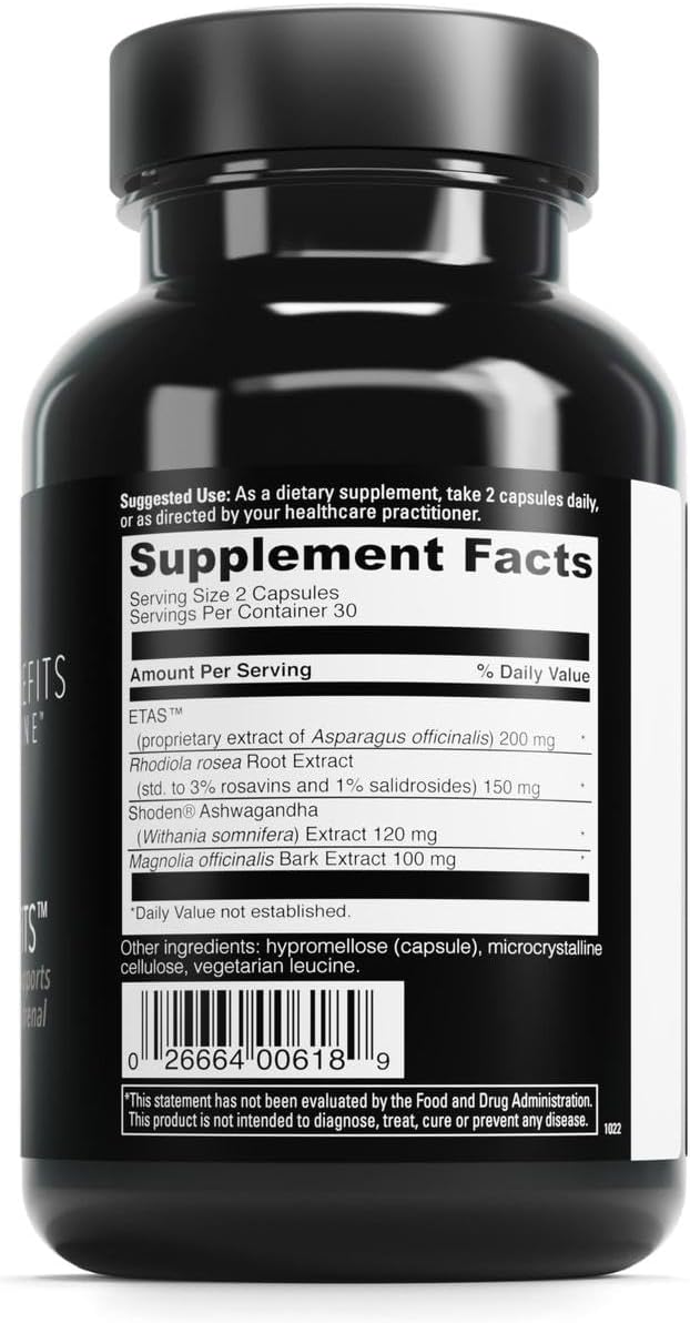 DaVinci Labs Cortisol Benefits - Dietary Supplement to Support Healthy Cortisol Levels and Adrenal Health - With Ashwagandha Extract Rhodiola Rosea Root and More - Gluten-Free -60 Vegetarian Capsules