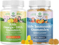 Bundle of Omega DHA Gummies for Kids - Fatty Acids Omega 3 6 9 with Vitamin C for Brain Immunity &amp Vision and Kids Immunity Support Gummies - Delicious Vitamin C with Zinc &amp Echinacea Immune