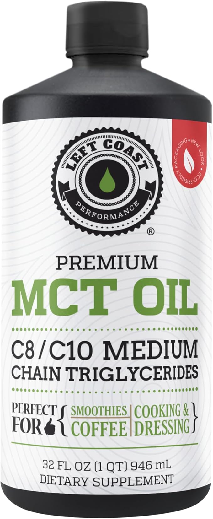 100% Coconut MCT Oil Liquid - MCT Oil C8 C10 for Sustained Mental Energy &amp Focus Support Great for Smoothies Salads Coffee &amp More - Palm Free Vegan Keto &amp Paleo Friendly 60+ Servings (32 F