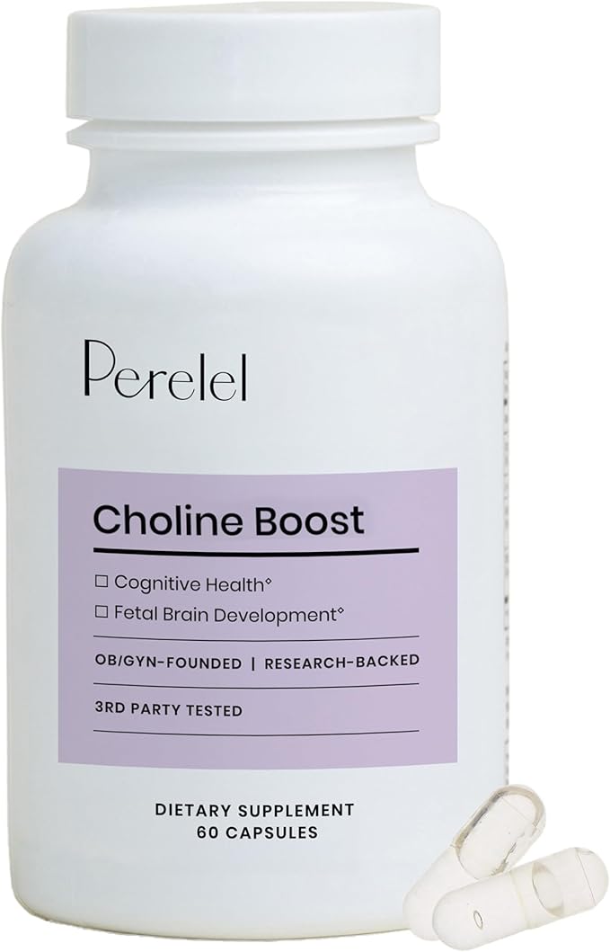Perelel Women’s Choline Boost Supports Baby’s Cognitive Function Throughout Pregnancy &amp Early Childhood Choline Supplement for Prenatal Postpartum &amp Breastfeeding Gluten Free Non GMO 60