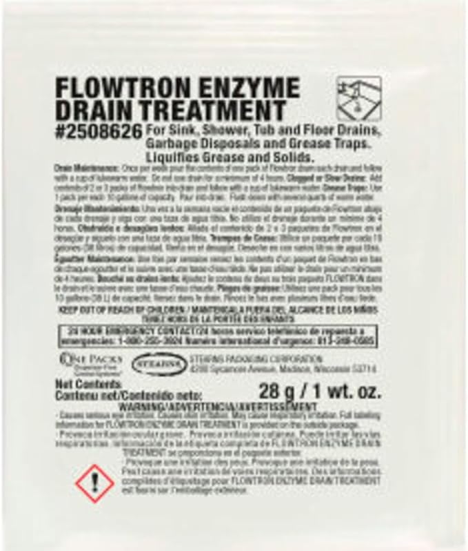 Stearns Flowtron Enzyme Drain Treatment - 1 oz Packs 72 Packs/Case - 2508626