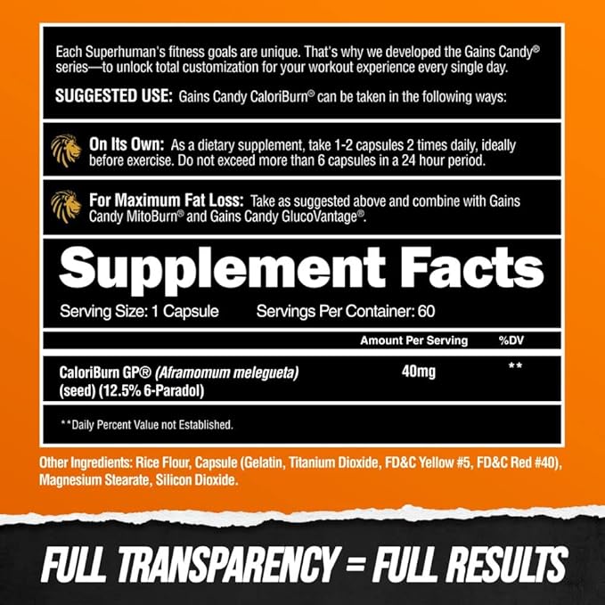 ALPHA LION Gains Candy Pills that Support Weight Loss Energy Supplements 100% Natural Extract Calorie Burning Regulates Healthy Metabolism 60 Capsules (Fat Loss - CaloriBurn®)