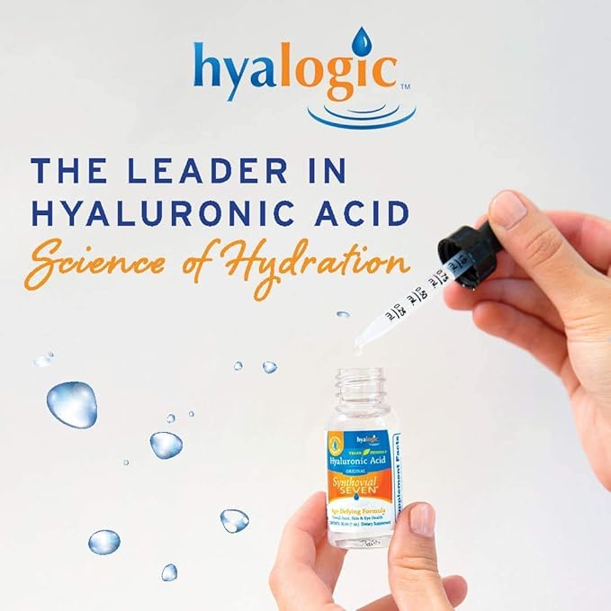 Hyalogic Liquid Synthovial Seven - Oral Hyaluronic Acid Supplement 1oz with Bonus Lip Balm HA Stick - Skin Body and Lip Hydration