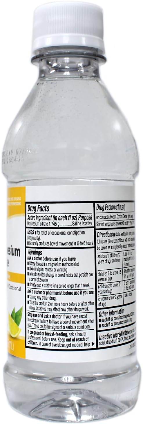 Quality Choice Magnesium Citrate Oral Solution Saline Laxative for The Relief of Occasional Constipation Lemon Flavor 10 Fl Oz (4)