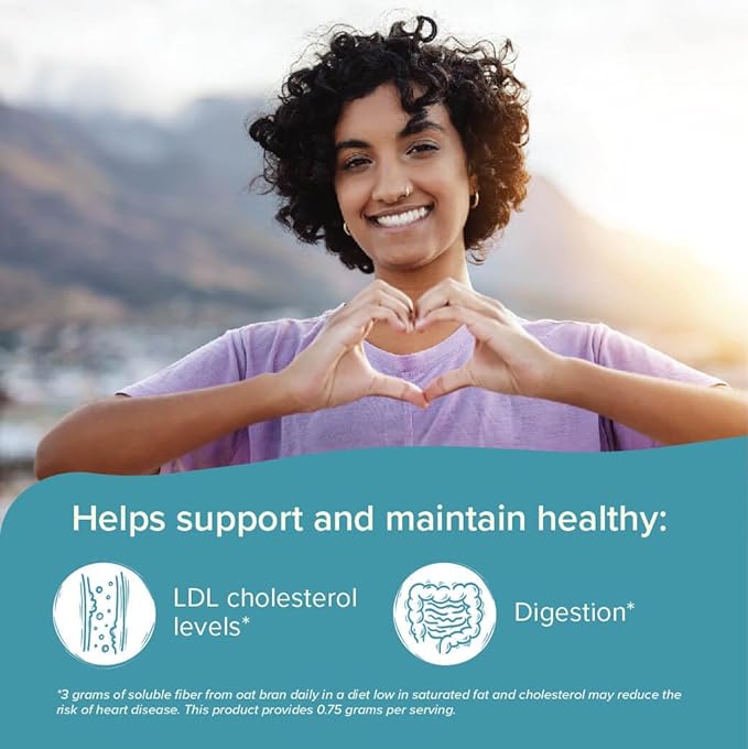 Nutrim Oat Bran Powder with 750mg Beta Glucan per Serving - Easy-Mix Soluble Fiber for Cholesterol Management &amp Immune Support - Heart Healthy Non-GMO &amp Vegan Oatmeal Powder