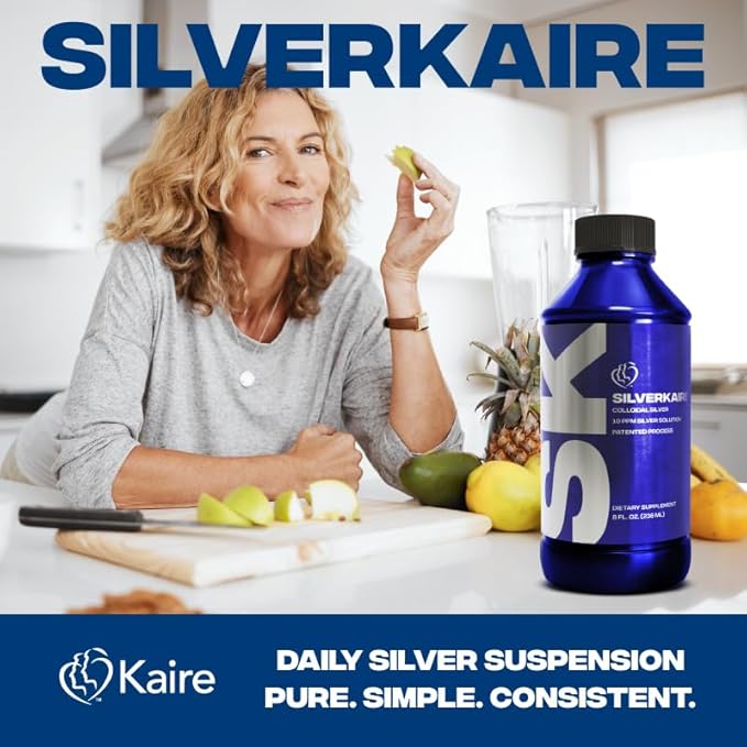 SilverKaire Colloidal Silver Liquid 10PPM – Nano Silver Suspension with 99.9% Pure Silver in Deionized Water – Made with an Electromagnetic Process – for General Use