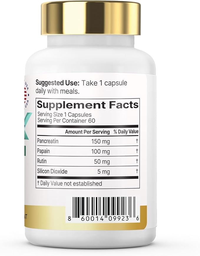 Pancreatin 150 mg with Papain 100 mg Supplement 60 Count