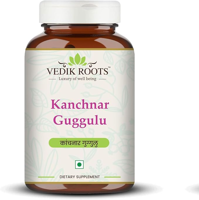 Kanchnar Guggulu - Ayurvedic Supplement for Thyroid | Hormonal Balance for Women | Reduces Joint and Muscles Pain | for Swollen Lymph Nodes | 60 Tablets