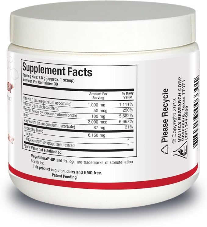 Biotics Research Bio CardioSirt BP Patented Easy to Mix Powder Formulated with The Assistance of Mark Houston MD Unique Combination of 7 Key Nutrients 8 Ounces