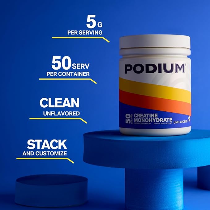 Podium Nutrition Solos | Creatine Monohydrate 50 Servings Unflavored Boost Athletic Performance