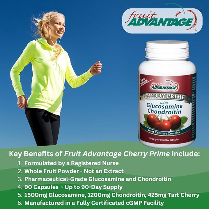 Cherry Prime Montmorency Tart Cherry with Glucosamine &amp Chondroitin - 90 Capsules (Case of 12)