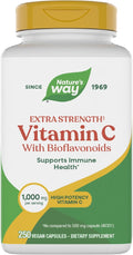 Nature's Way Extra Strength(1) Vitamin C with Bioflavonoids Supports Immune Health* Promotes Collagen Production for Healthy Skin* 1000 mg per Capsule 250 Vegan Capsules (Packaging May Vary)
