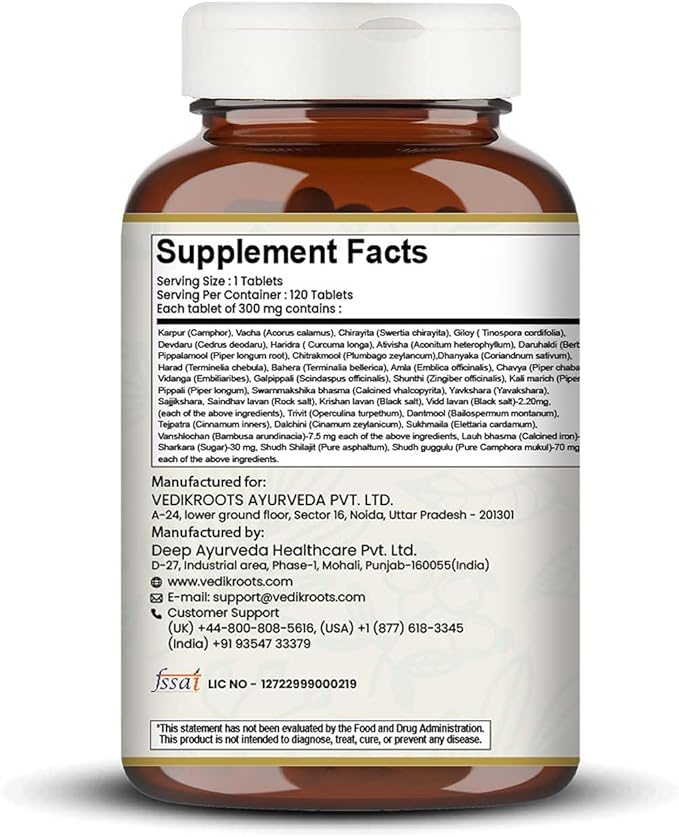 Chandraprabha Vati - Ayurvedic Supplement - 120 Tablets (Pack of 1)