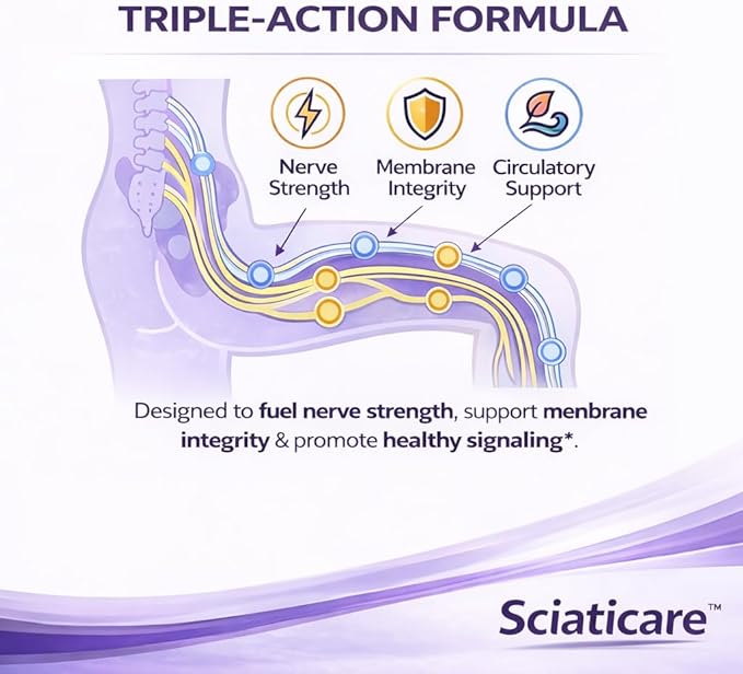 Vita Sciences Sciaticare Nerve Soothing Supplement Vitamins with Natural R-ALA Form 40X Strength NOT Synthetic Alpha Lipoic Acid (ALA) - Lower Lumbar Sciatic Hip Thigh Leg Foot