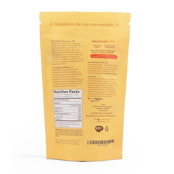 Rasa Original – Adaptogenic Mushroom Coffee Alternative to Support Better Overall Wellness Better Sleep Clearer Skin | Vegan Keto Whole 30 Ayurveda Wellness Tonic with Chaga + Reishi (8 oz / 30 S