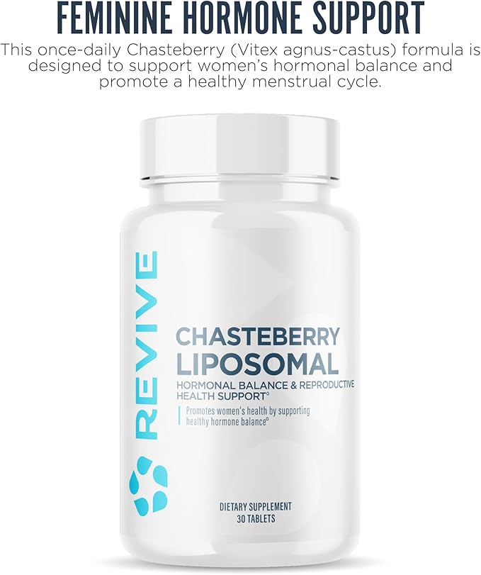 Revive MD Chasteberry Supplement for Women - Chaste-Berry Liposomal (Vitex Agnus-Castus) - Supports Women's Health Hormone Balance &amp Fertility (30 Tablets 30 Servings)