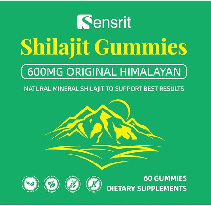 Shilajit Gummies 600mg | Himalayan Pure Shilajit Resin | Natural Energy Stamina Mental Clarity &amp Vitality Support for Men &amp Women | 60 Gummies | Raspberry Flavor | Vegan Non-GMO