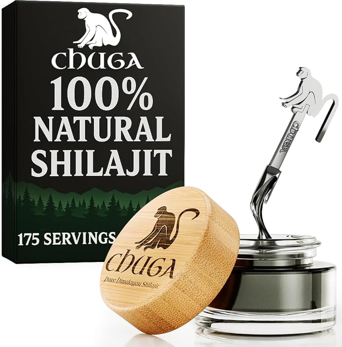 Chuga Pure Himalayan Shilajit for Men &amp Women | Organic Shilajit Harvested 16000 Feet | Lab Tested in USA 74+ Fulvic Acid Grade A Immune Booster Shilajit Resin 35 Grams 175 Servings (Pack of