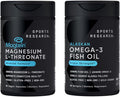 Sports Research® 90 Ct Cognitive Health Pack - Triple Strength Omega 3 Fish Oil EPA DHA Fatty Acids from Single-Source Wild Alaskan Pollock &amp Magtein Magnesium L-Threonate for Memory Focus Cogni