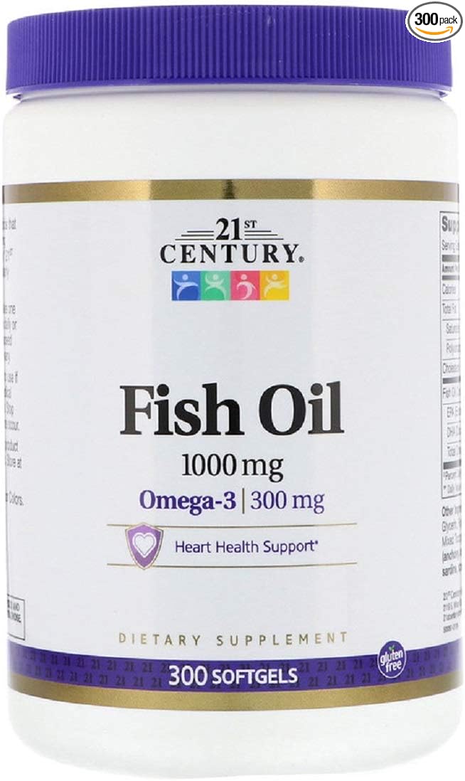 Fish Oil Omega 3 EPA and DHA Cardiovascular Health 1000 mg 300 Softgels