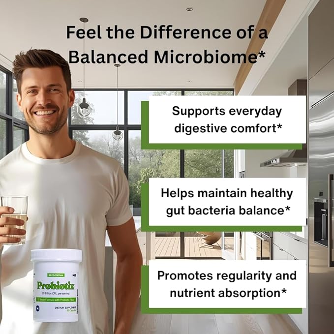 Xooma Probiotix 12-Strain Probiotic + Prebiotic Fiber 30B CFU | No Refrigeration Required | Gut &amp Digestive Health Immune Support Bloating Relief | Gluten Soy &amp Dairy Free – 30 Capsules
