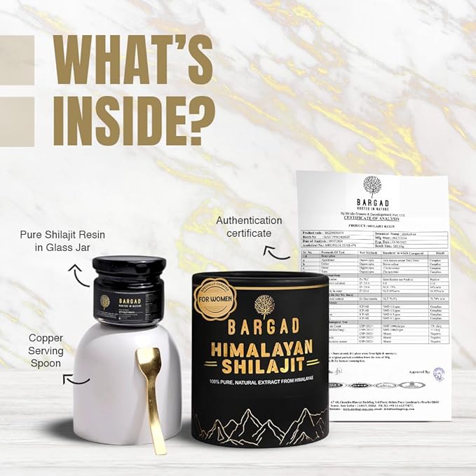 Bargad Himalayan Shilajit Resin for Women | 100% Pure Gold Grade &amp Lab Tested | Boosts Energy Immunity &amp Vitality with Fulvic Acid &amp 85+ Minerals | 30g of Premium Wellness