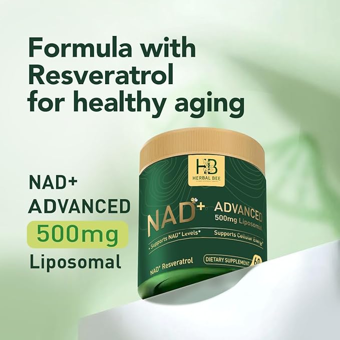 Liposomal NAD+ Supplement 500 Mg with NAD Trans-resveratrol 50 Mg – Cellular Energy &amp Mitochondrial Support – Healthy Aging &amp Antioxidant Support – 60 Capsules (30 Servings)