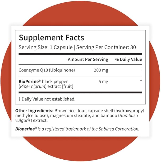 Pattern Wellness CoQ10 – 200mg Ubiquinone with BioPerine® Black Pepper Extract – Cellular Energy &amp Vitality Support – Non-GMO – 90 Vegan Capsules*