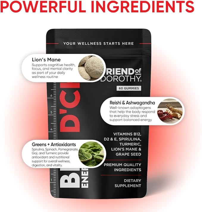 Daily Multivitamin for Men Energy Focus &amp Immunity Support Ashwagandha Lion’s Mane &amp Reishi 60 Capsules