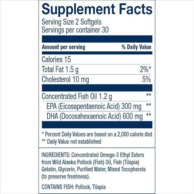 Wiley's Finest Wild Alaskan Fish Oil Prenatal DHA - 900mg EPA and DHA Omega-3s for Pregnant Women and Nursing Mothers - 60 Softgels (30 Prenatal Vitamin Servings)
