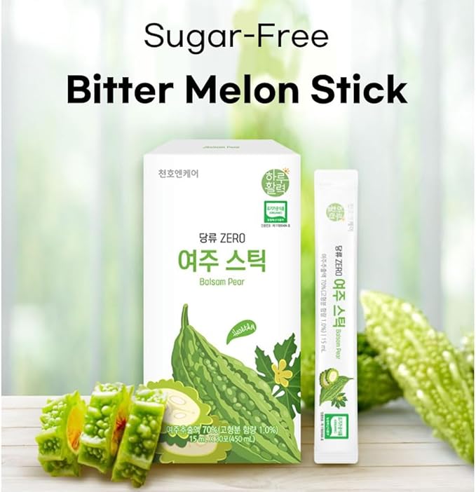 Korean Bitter Melon Juice Zero Sugar Korean-Grown Bitter Melon Celery Lettuce &amp Spinach Easy-Cut Liquid Stick Pouch HACCP Certified (15ml × 30sticks)