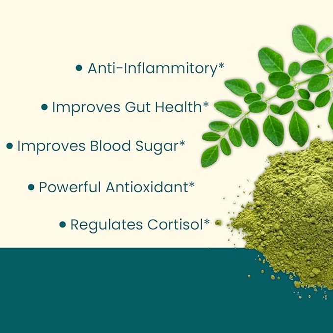 Moringa w/Curcumin Capsules (60 Caps) 1200mg Per Serving - 3rd Party Tested Filler-Free