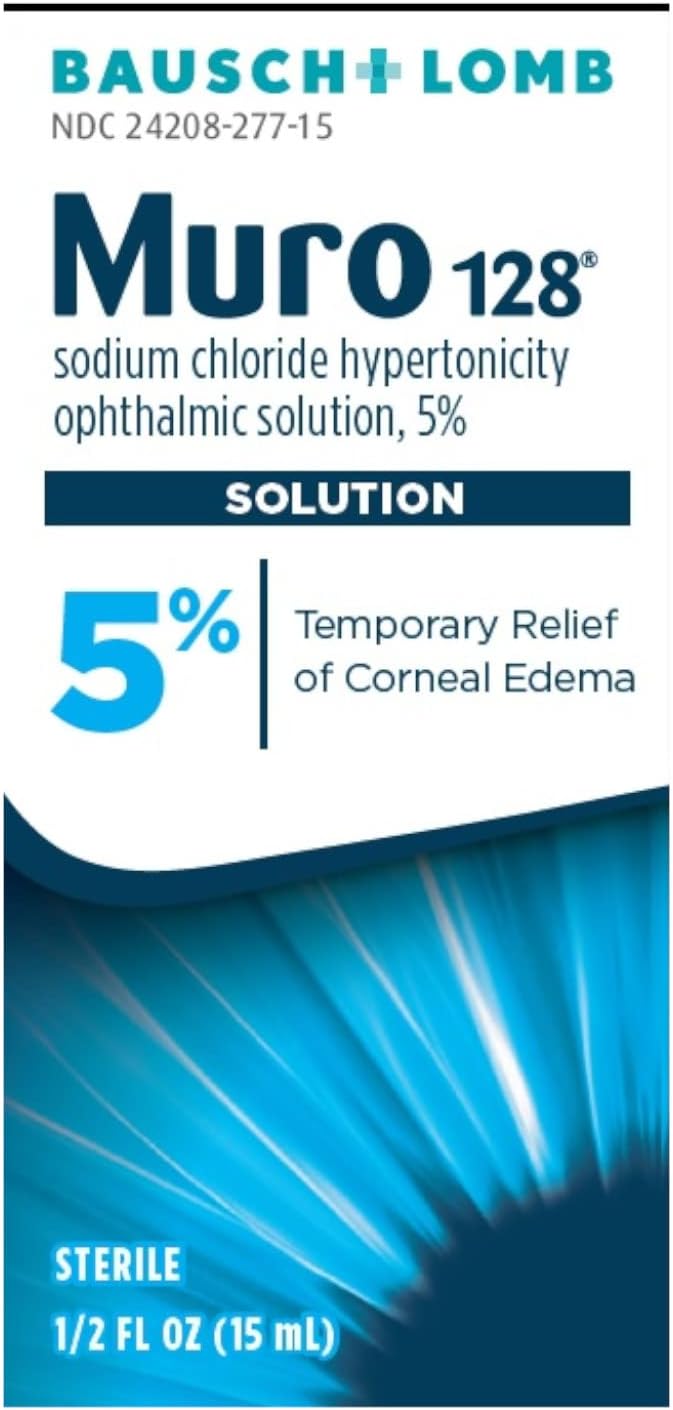 Muro 128 5% Sodium Chloride Hypertonicity Ophthalmic Solution from Bausch + Lomb 0.5 Fl Oz (15 mL) - 3 Pack